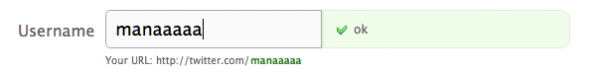 twitter username ชื่อ manaaaaa ยังว่างอยู่ ระบบบอก ok