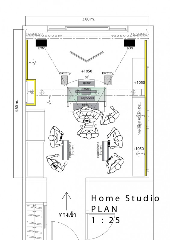 HomeStu2 Plan ห้องพักในโรงแรมดัดแปลงเป็น Home Studio ที่ร่างขึ้นหลังจากผมไปประชุมด้วยกัน