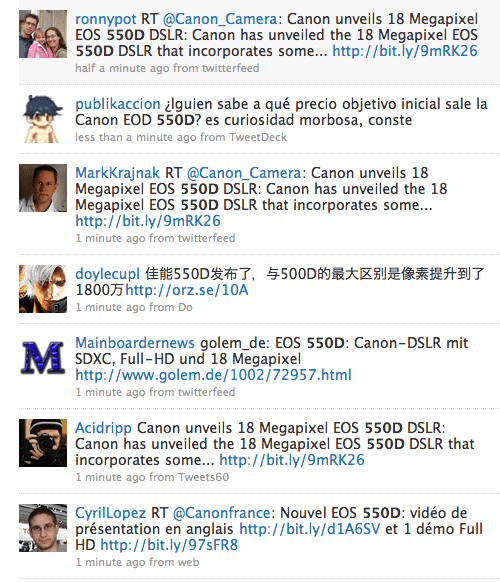550D-twitter กระแส EOS 550D ใน twittter เริ่มมาแล้ว