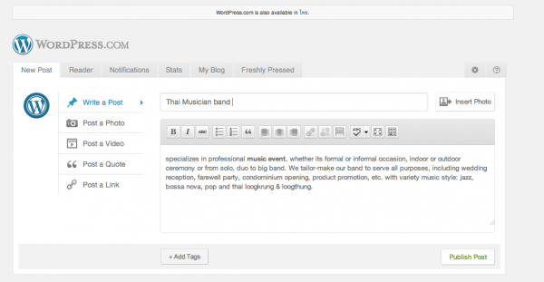 WordPress new post WordPress new post