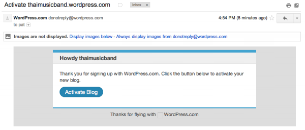 ที่ email จะมีเมล์ส่งมา ให้กด activate WordPress ปุ่มที่เด่นๆครับ ที่ email จะมีเมล์ส่งมา ให้กด activate WordPress ปุ่มที่เด่นๆครับ