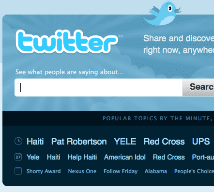 twitter trend วันนี้ขึ้น Haiti อันดับหนึ่งและมี Red Cross ด้วย