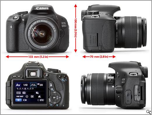 สัดส่วนของ EOS 600D จาก Dpreview ครับ